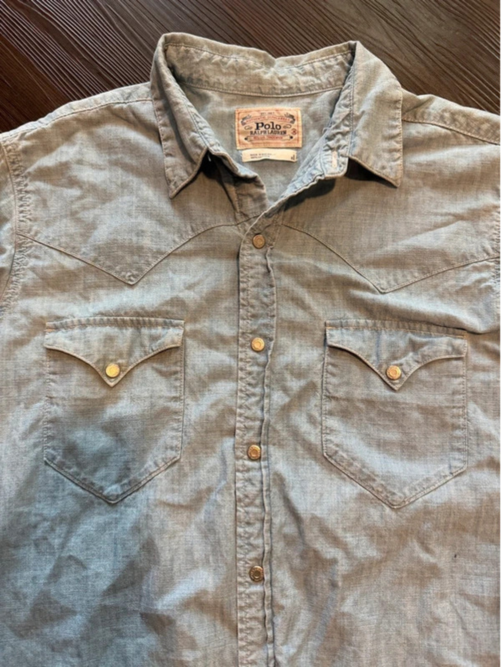 Polo Ralph Lauren vintage dungarees denim pearl snap shirt medium men western